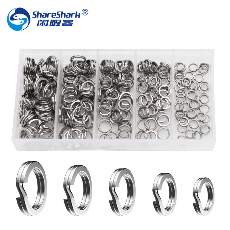 Fishing gear 200PCs flat double ring set flattening and bending double ring flattening Luya connecting ring O-ring double ring