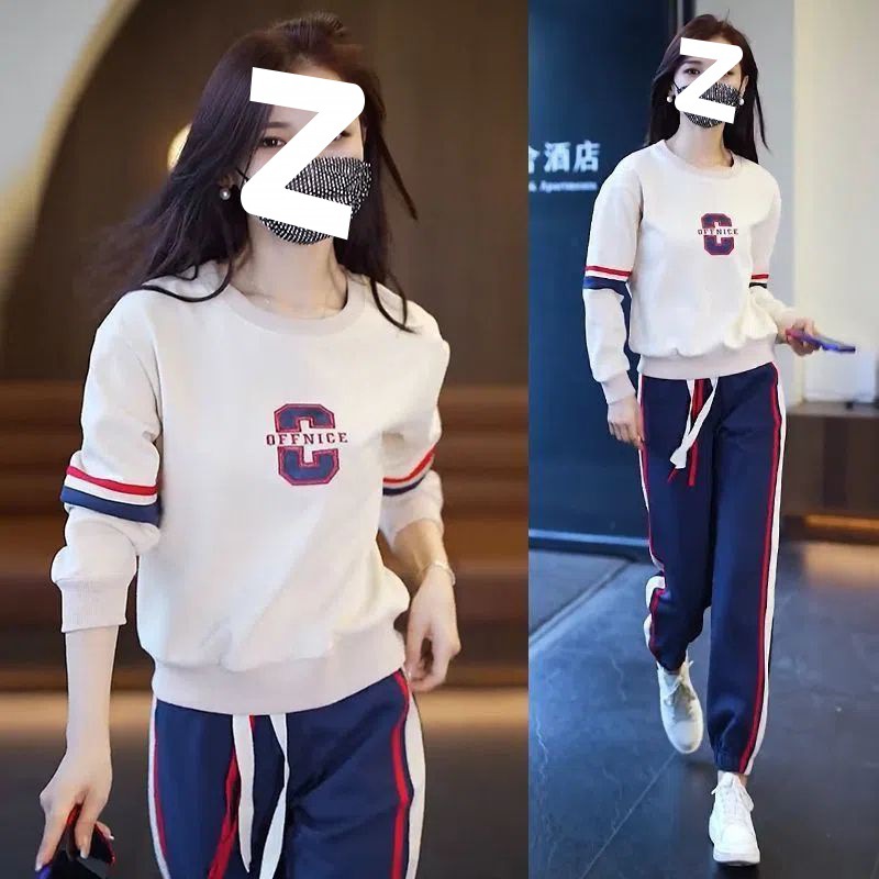 858## Internet celebrity casual suit women's 2023 Spring and Autumn New Fashion loose plus size sports two-piece set