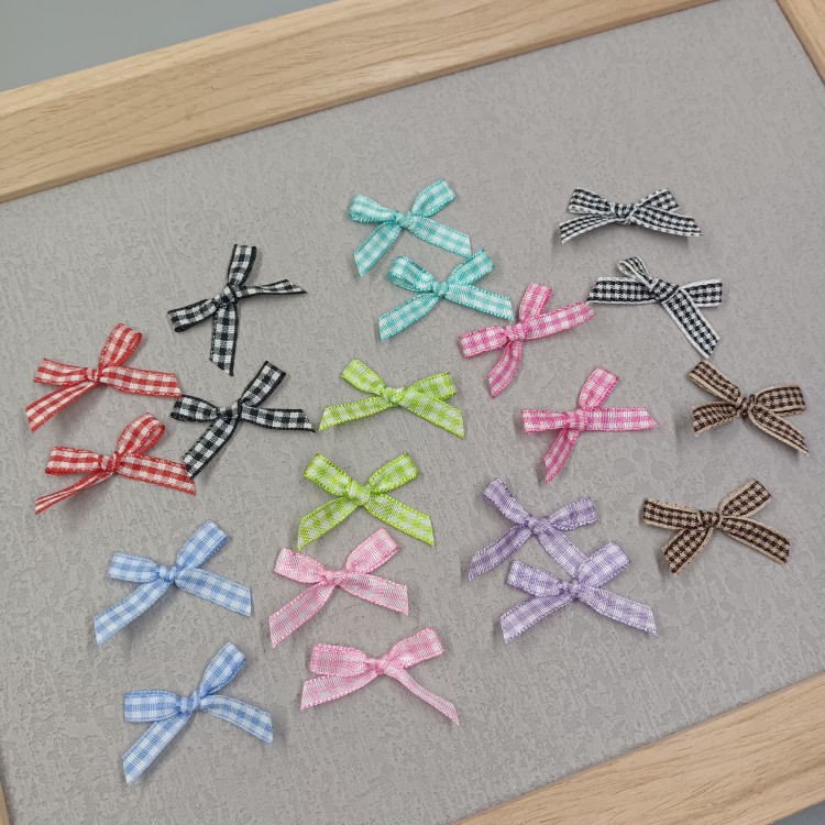 50 Pieces Price A03 British Style 6mm Plaid Houndstooth Small Bow about 3.8cm DIY Other Summer