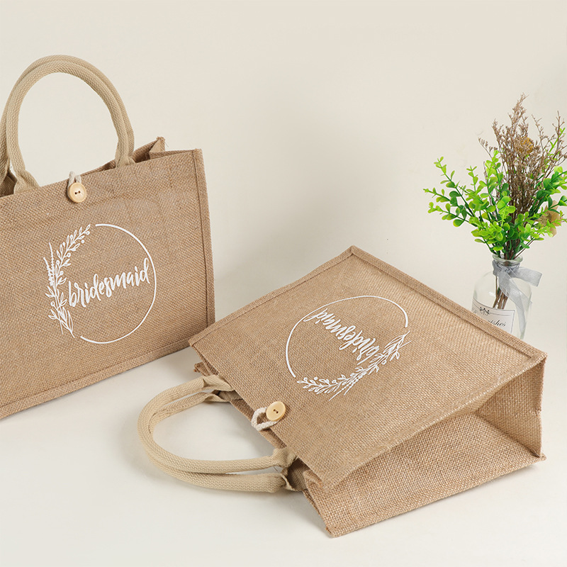 Picture of Linen bag gift bag custom jute portable vintage coated linen bag linen cotton and linen handbag custom logo