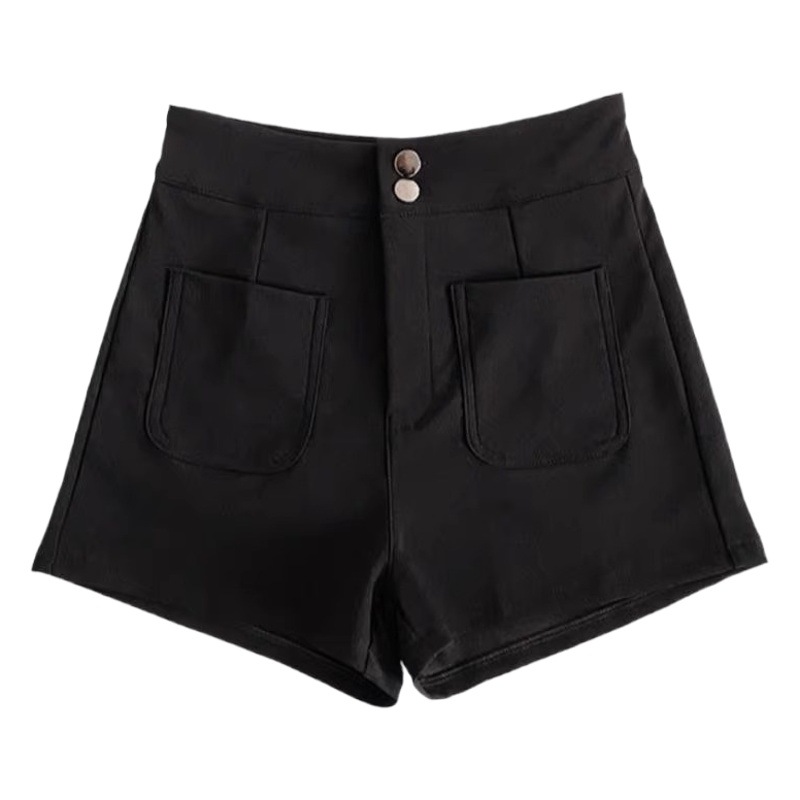 Design Sense Black Casual Shorts Women's 2024 Spring New Korean Style Black Slimming All-match Fashionable Wide-leg Hot Pants