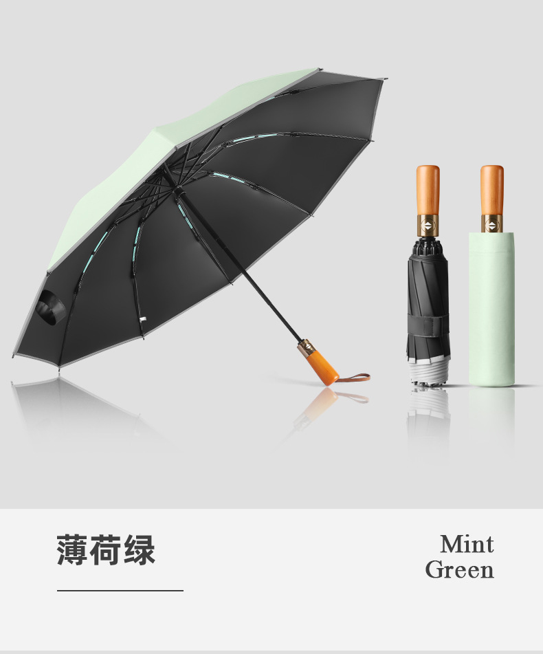 Picture of Three-fold automatic umbrella log handle lettering sunny umbrella men's business folding umbrella printed logo high-end gift umbrella