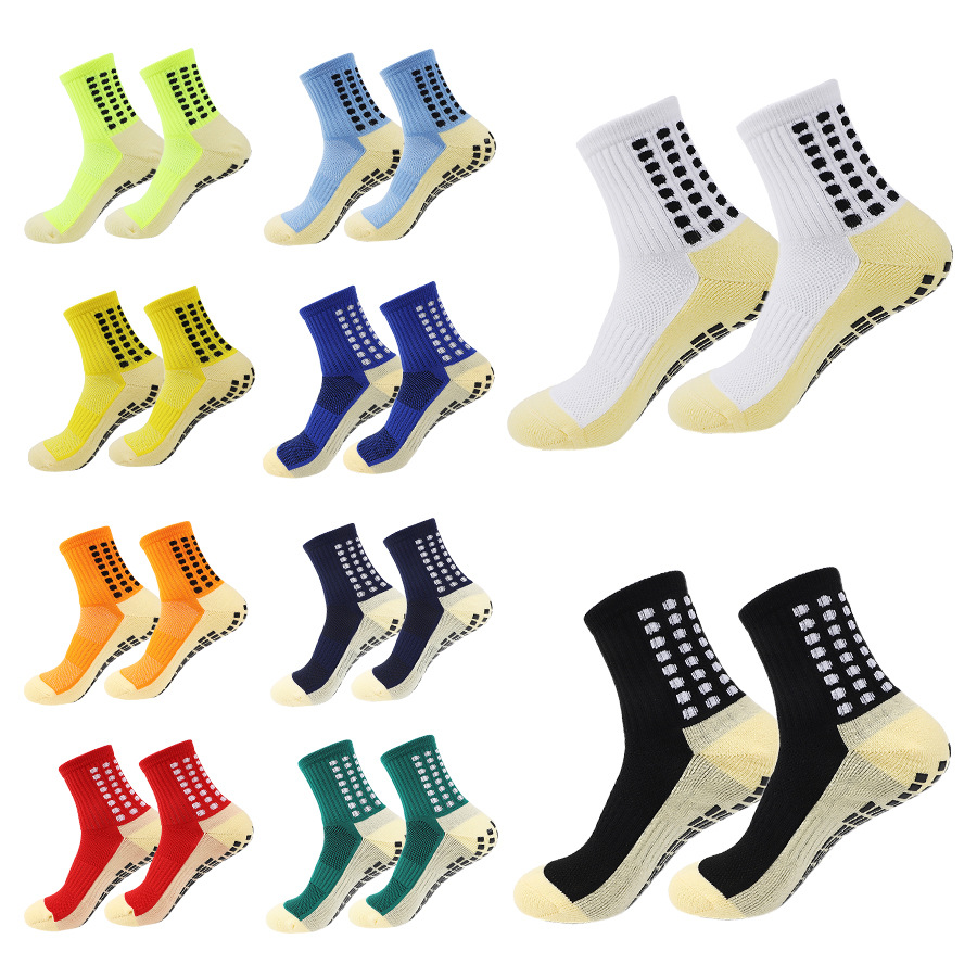 Football Socks with Mid-Calf Length, Thickened Towel Bottom, Non-Slip Silicone Bottom, Sports Socks for Men and Women, Yoga Socks, Anti-Friction
