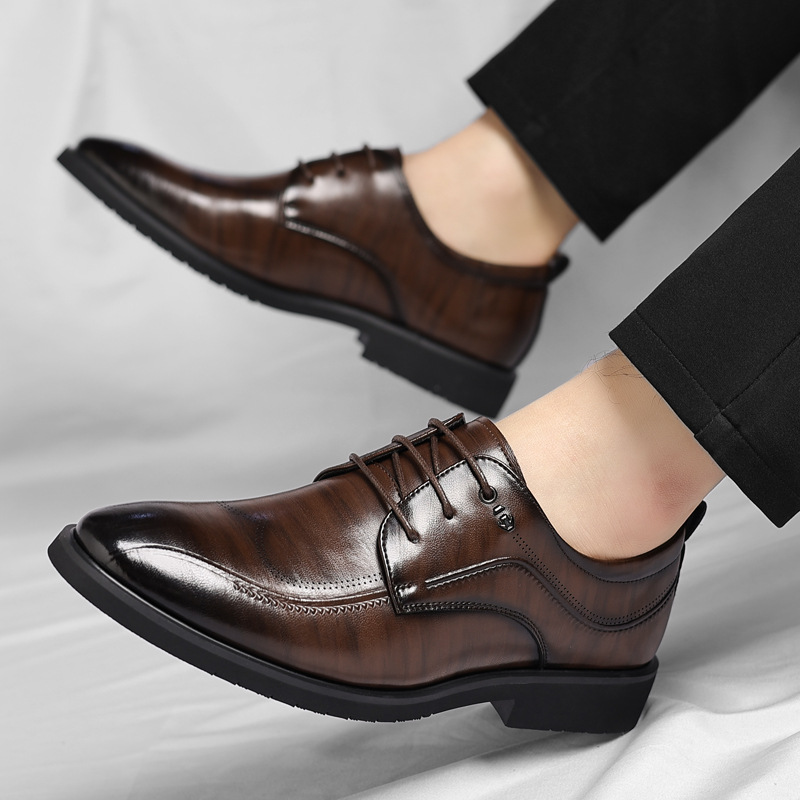 Cross-border plus size leather shoes men's 2025 spring new Brock business trend men's shoes British style a generation of hair