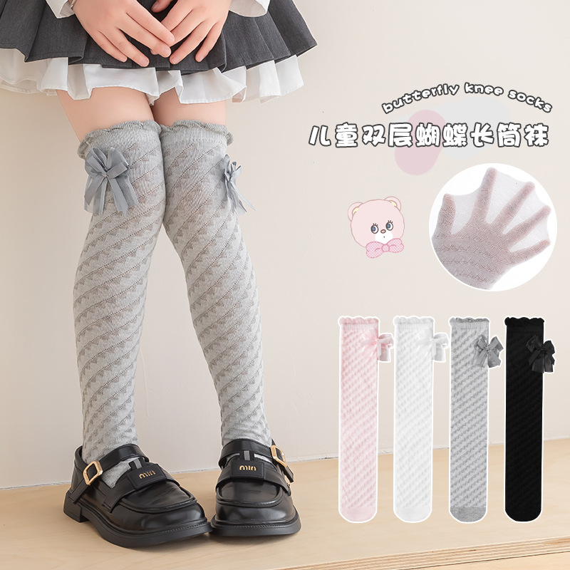 Girls socks spring and summer mid-barrel bow princess socks wholesale South Korea ins wind calf knee-high children's stockings