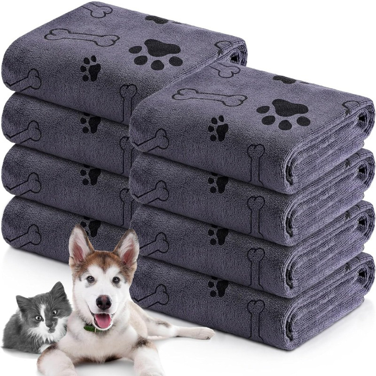 Pet bath towel quick-drying absorbent dog cat bath large towel soft quick-drying pet shop gift pet supplies