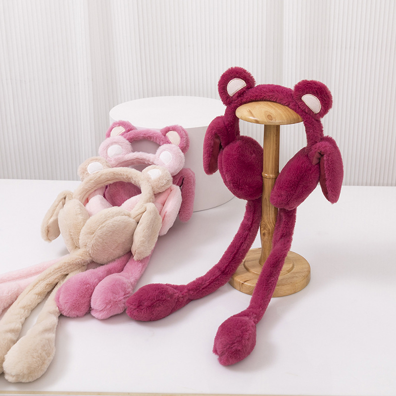 Picture of Cartoon earmuffs winter Korean student plush moving ears cute warm outdoor riding windproof velvet padded