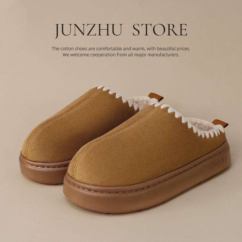 2025 New Cotton Slippers Women's Autumn and Winter Home Warm Stuffed Indoor Men's Winter Thick-Soled Home Furnishing