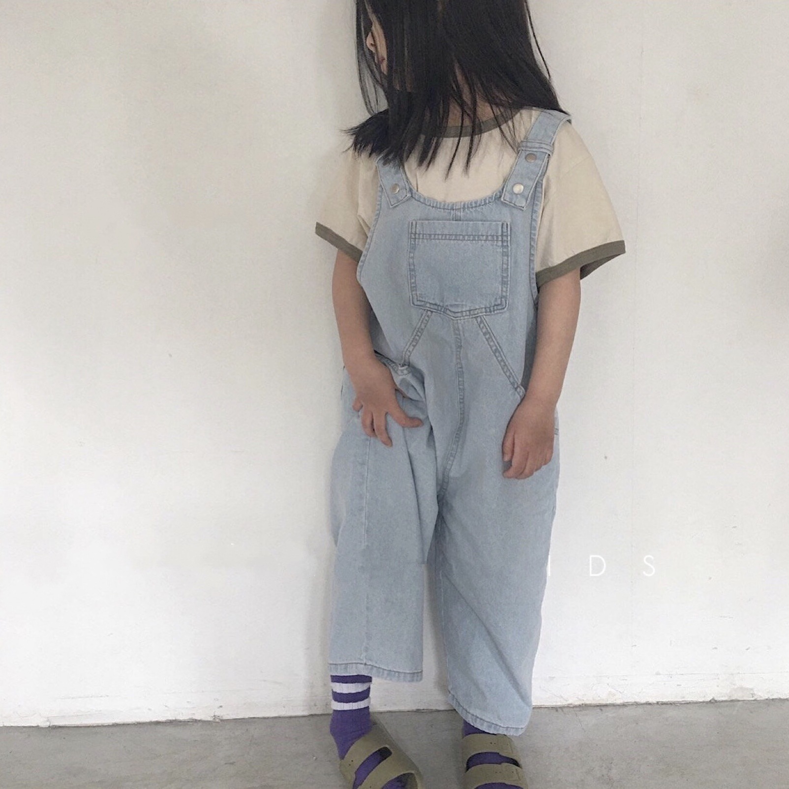 Picture of GL-kids Korean Style New Summer Children's Thin Denim Sling Suspender Pants Retro Loose Suspender Pants for Men and Women