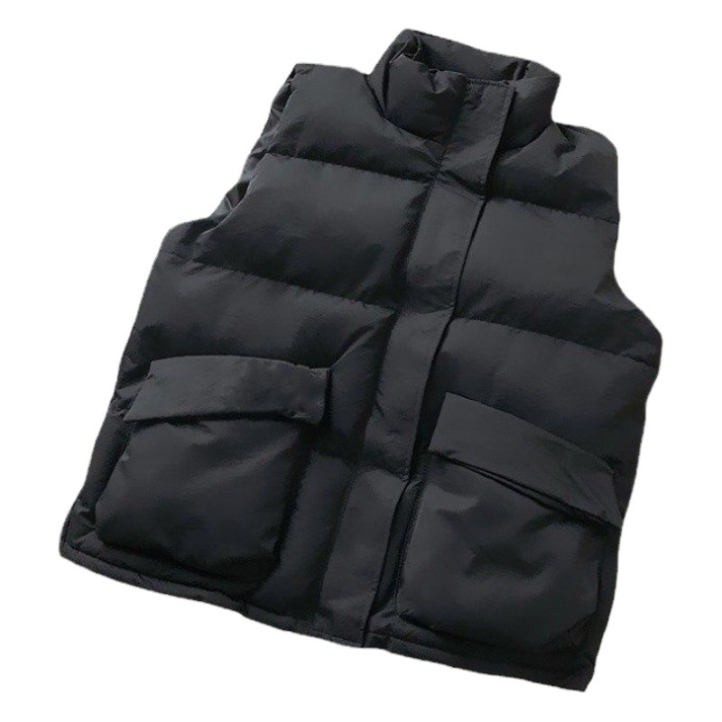 Cotton Vest Short 2025 Autumn and Winter Women's New Korean Style Stand-Up Collar Loose Student Vest Vest Jacket