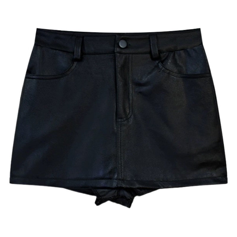 Hot Girl Pu Leather A-Line Skirt Women's Autumn and Winter 2025 New High-Waisted Slimming Look Hip-Hugging Short Skirt Brown Skirt