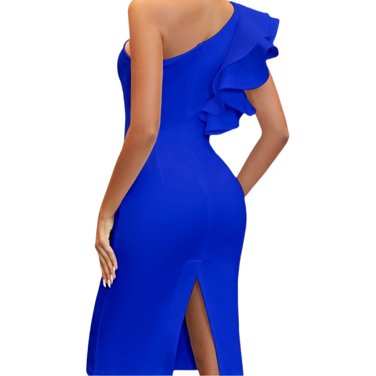 Summer sexy sleeveless ruffled one-shoulder club ladies Party tight Dress Dress