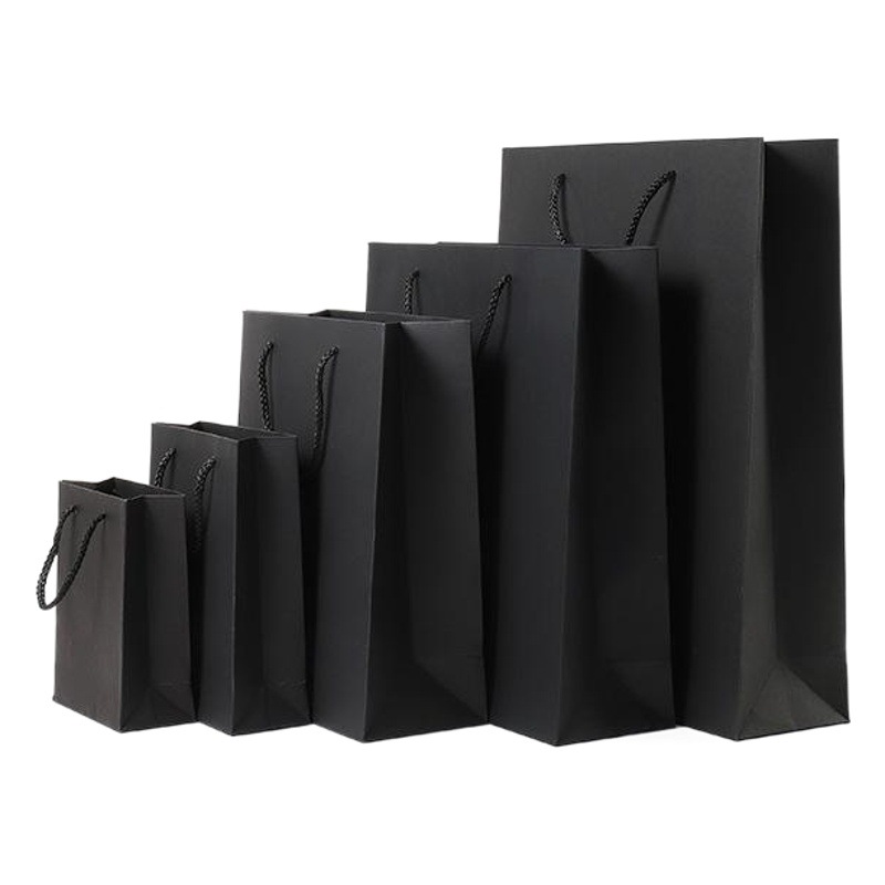 Hand vertical version bag retail black cardboard bag packaging bag food takeaway bag clothing shopping bag in stock Christmas