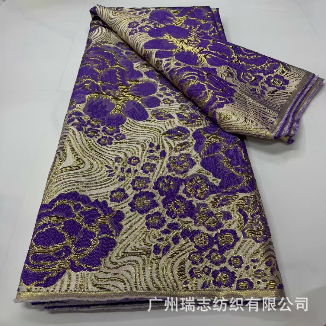 Chinese Style Embossed Flower Pattern Jacquard Fabric European and American Catwalk Fashion Cheongsam Evening Dress Lace Cloth Brocade