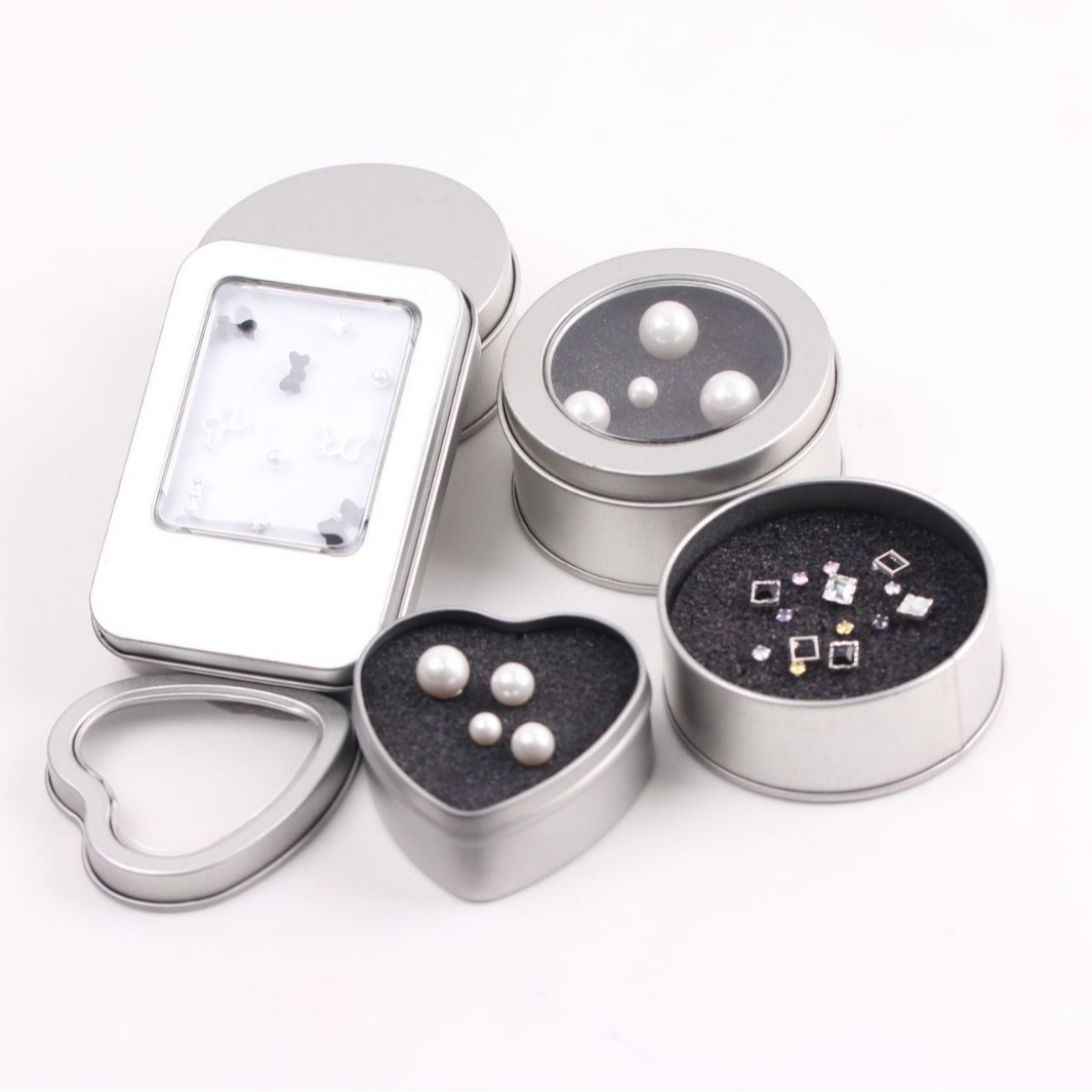 Picture of Key Chain Tinplate Box in stock Frosted Badge Window Iron Box Jewelry Earrings Jewelry Storage Iron Box Packaging