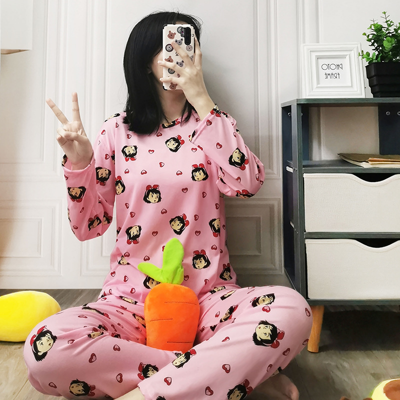 Picture of Factory Clearance Welfare Spring and Autumn Pajamas Women's Casual Comfortable Lady Style Long Sleeve Trousers Two-Piece Home Clothes