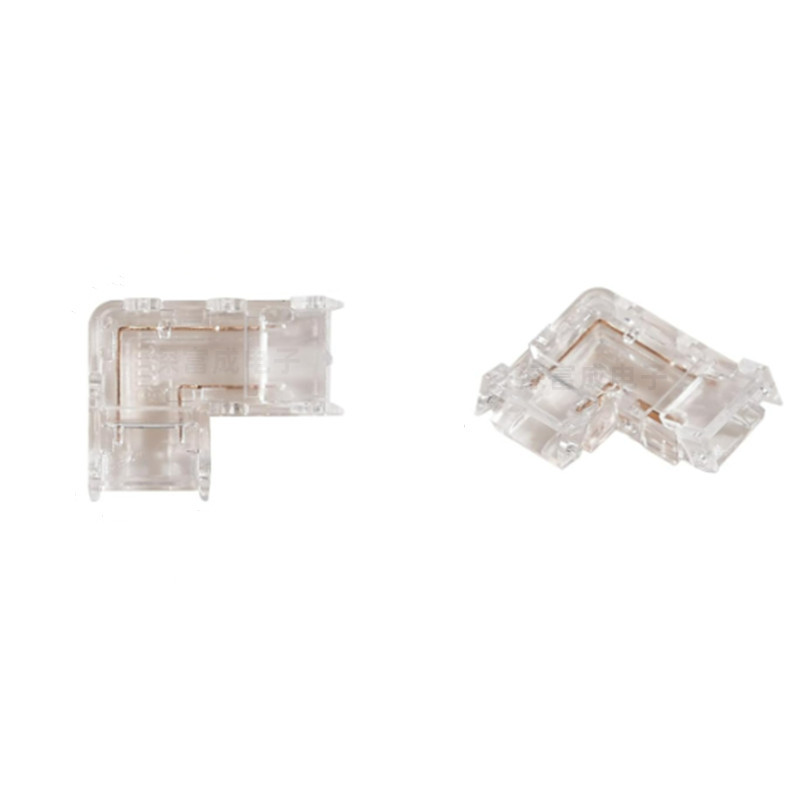 Picture of cob strip connector mini crystal buckle L type no dark area welding-free joint 5mm 8mm strip welding-free connector