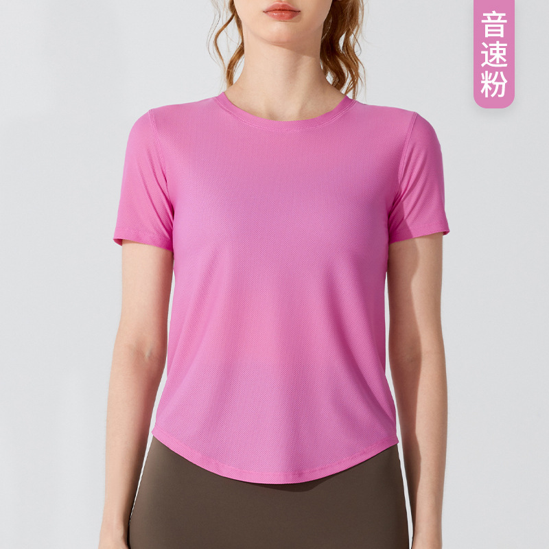 Picture of Big Sale New Sports Short-Sleeved Women's Loose Running Lightweight Breathable T-Shirt Elastic Fitness Wear Quick-Drying Yoga Top