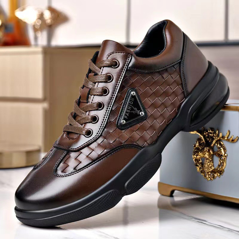 Men's Breathable Leather Shoes, Autumn Sneakers, Business Casual Shoes, Low-Top Lace-Up Lightweight Men's Shoes, Breathable and Comfortable