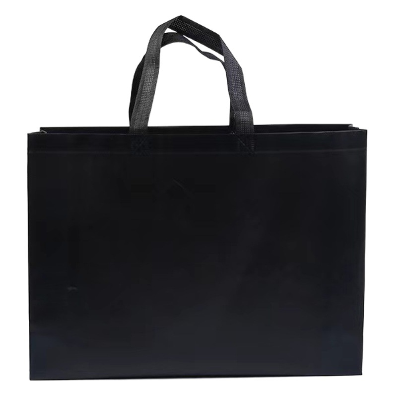 Factory in stock coated black non-woven bag wholesale clothing store non-woven shopping bag advertising handbag