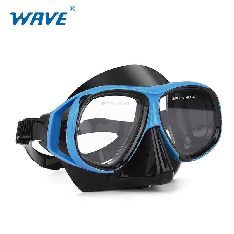 Picture of wave professional snorkeling two-piece silicone full dry breathing tube large frame with degrees diving goggles
