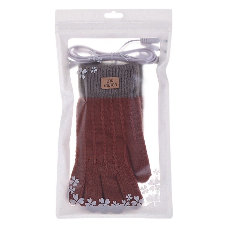 usb electric heating gloves warm five-finger leather standard touch screen thickened support computer car charging treasure imitation cashmere