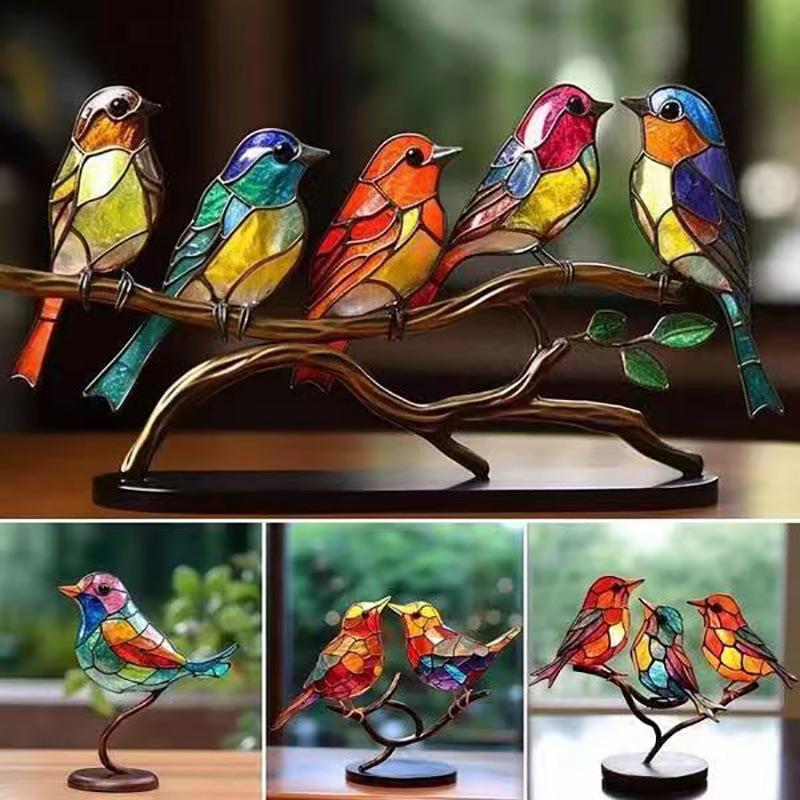 Animal Amazon European-style Bird Ornaments Home Decoration Ornaments Hundred Flowers Bird Pendant Acrylic Home