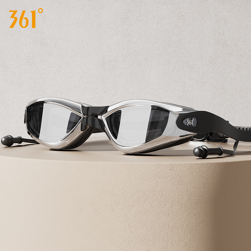 Picture of 361 degree swimming goggles earplugs integrated swimming glasses widened field of vision myopia glasses colorful electroplated swimming glasses