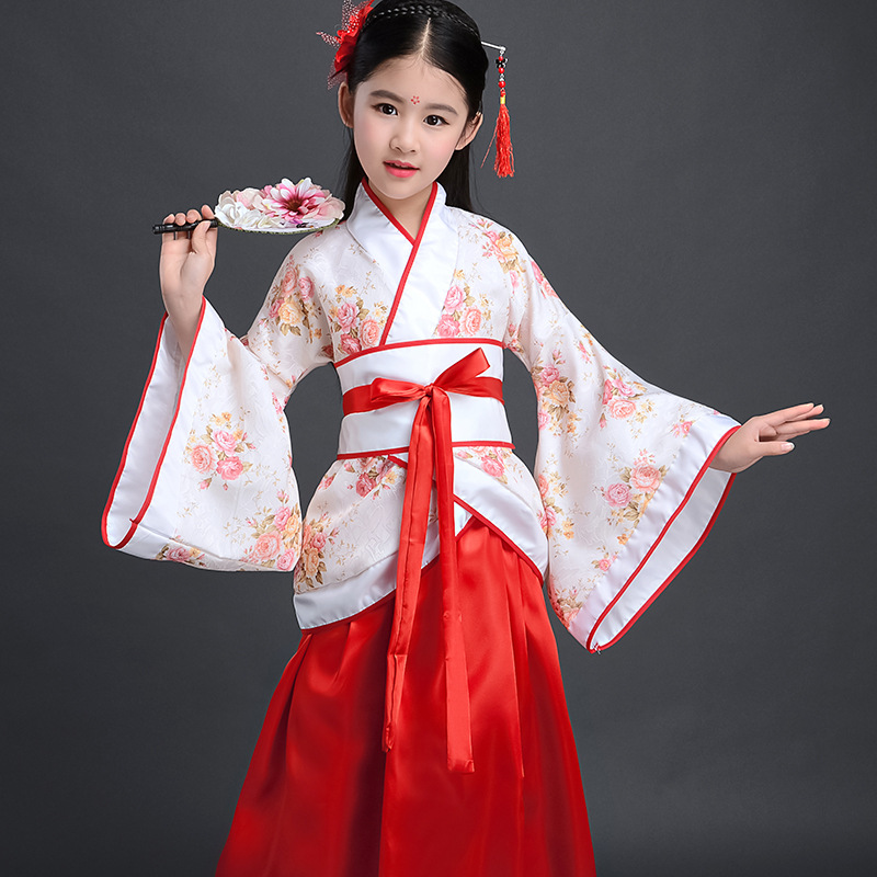 Picture of Children's Ancient Costume Female Hanfu Tang Costume Qin Dynasty Spring and Autumn Warring States Three Kingdoms Imperial Concubine Costume Han Dynasty Gege Ancient Performance Costume