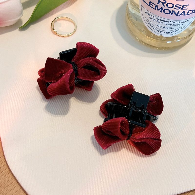 Picture of 4 suit lazy double-layer braided flocking hairpin female hair accessories side clip spring and summer simple bangs clip duckbill clip