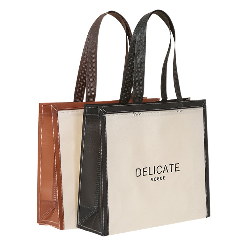 Film-covered horizontal non-woven clothing store handbag simple clothes bag advertising bag shopping bag customization