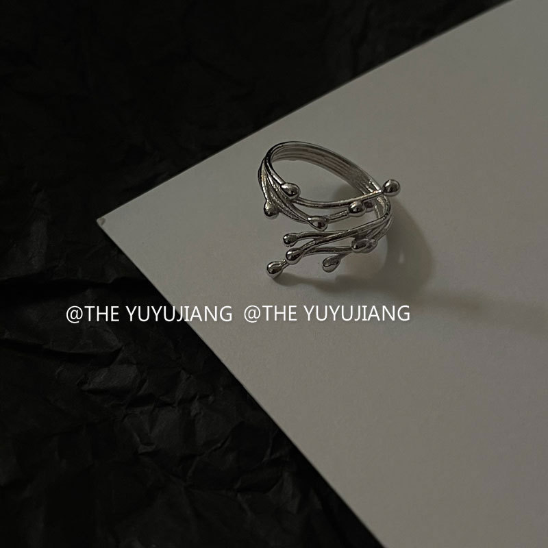 Picture of Personalized Fireworks Ring Women's Fashion Design Sparkle S925 Silver Open Ring All-match Hip-hop Creative Finger Ring