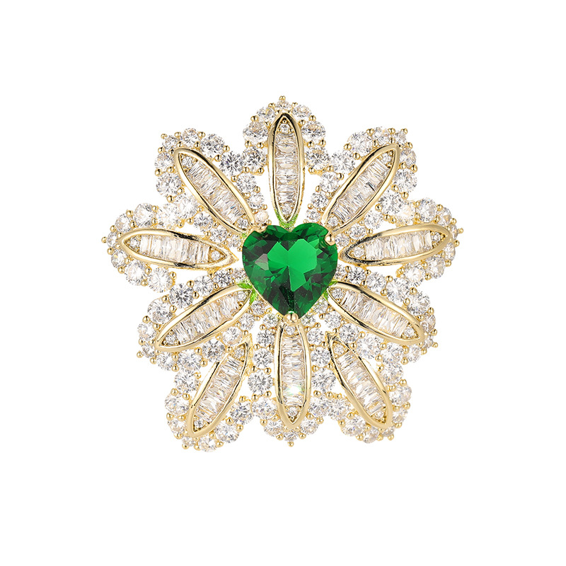 Picture of Qianyu silver high-end jewelry series Copper micro inlaid zircon niche design flower brooch luxury heavy industry pin