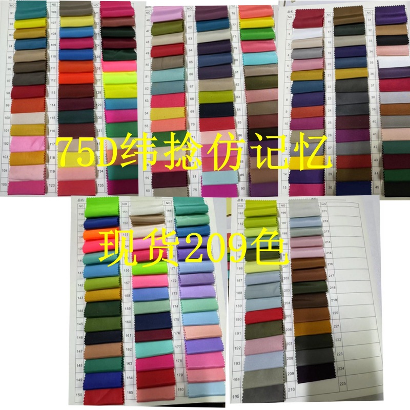 Ready Supply 75D Weft Twist Imitation Memory Windbreaker down Jacket Cotton Outwear Outdoor Clothing Fabric Plain Weave Memory Cloth