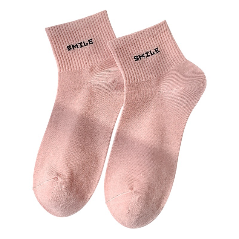 Socks women's summer thin solid color cotton socks summer short tube casual letters girls socks Zhuji women's socks wholesale