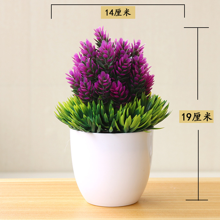Picture of Sakura Snowball Simulated Plant Potted Grass Ball Bonsai Small Tree Home Decoration Flower Ornament Creative Mini Small Round Ball