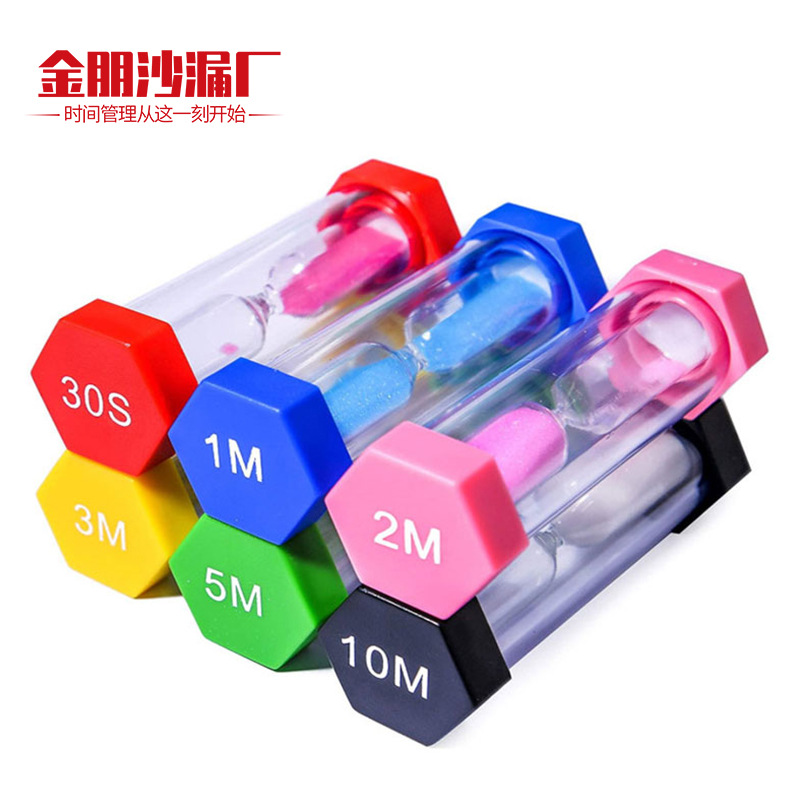 Picture of Creative plastic anti-fall hourglass timer 1 minute children's learning time hexagonal hourglass ornaments birthday gift