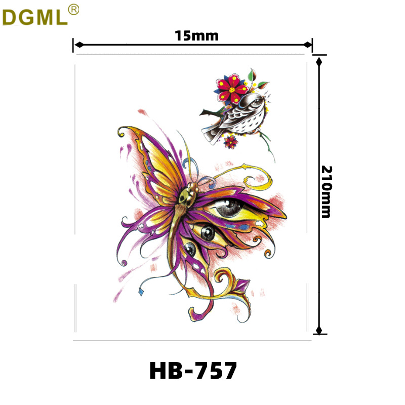 Picture of Small fresh English letters flower butterfly tattoo stickers color creative full arm fox in stock wholesale to map custom
