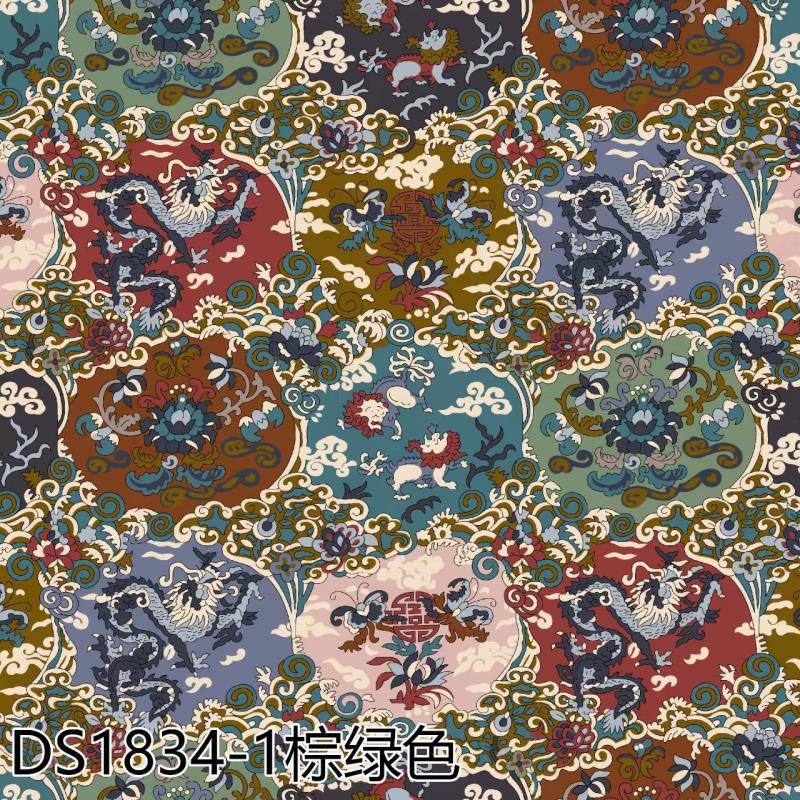 40S Cotton Digital Printing Fabric New Chinoiserie Retro National Style Dragon Totem Kidsren's Clothing Dress Cheongsam Printed Cloth