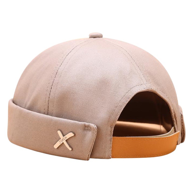 New Men's Floor Hat Spring and Summer Street Fashion Melon Hat Retro Beanless Metal Marked Sailor Painters' Hat for Women