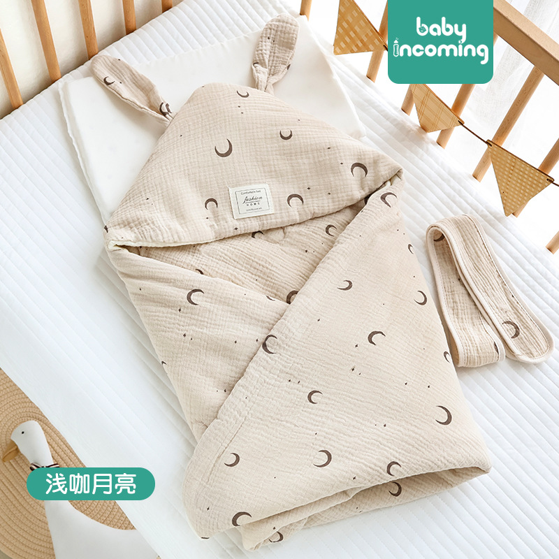 Picture of Baby hugging quilt big rabbit ears newborn bag swaddling baby delivery room small quilt available in four seasons