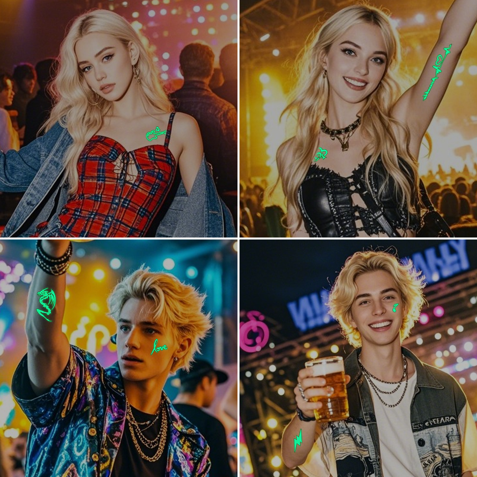 Picture of New Luminous Tattoo Sticker Nightclub Bar Music Festival Carnival Party Tattoo Sticker Note Glow Cool Face Sticker