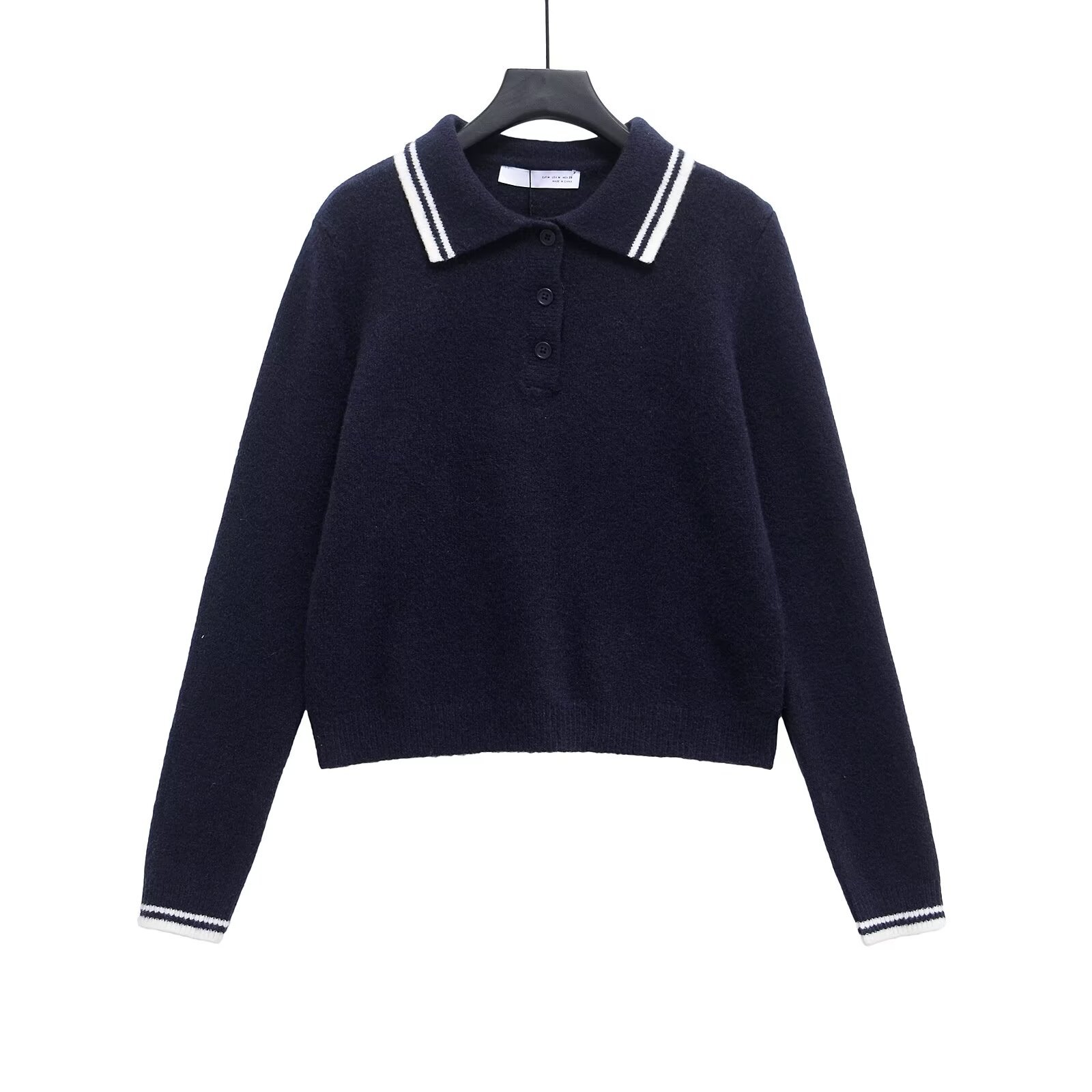 ZA cross-border women's clothing wholesale European and American style new fashion simple all-match lapel pullover sweater 3653122