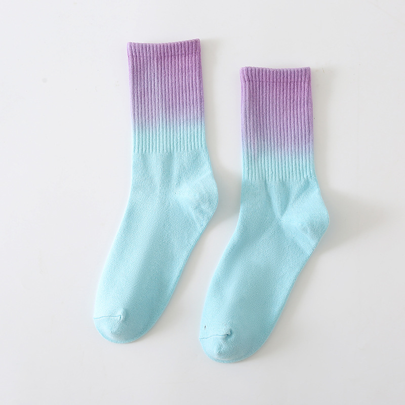 Picture of Women's socks autumn pure cotton deodorant autumn mid-calf Zhuji candy color tie-dyed tide socks wholesale source factory cotton socks