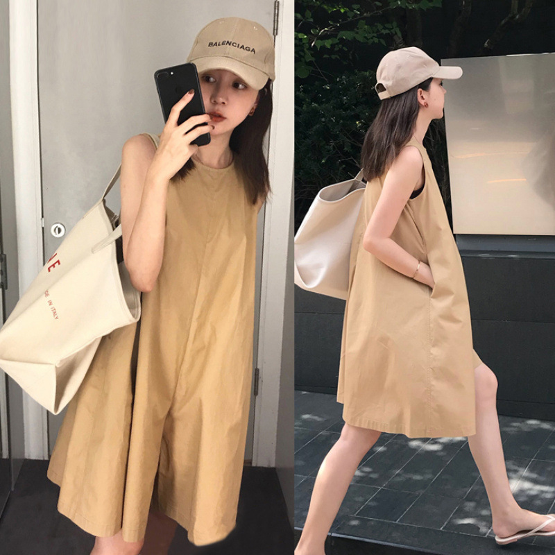 2025 new overalls design sense wide leg jumpsuit loose high waist sleeveless dress