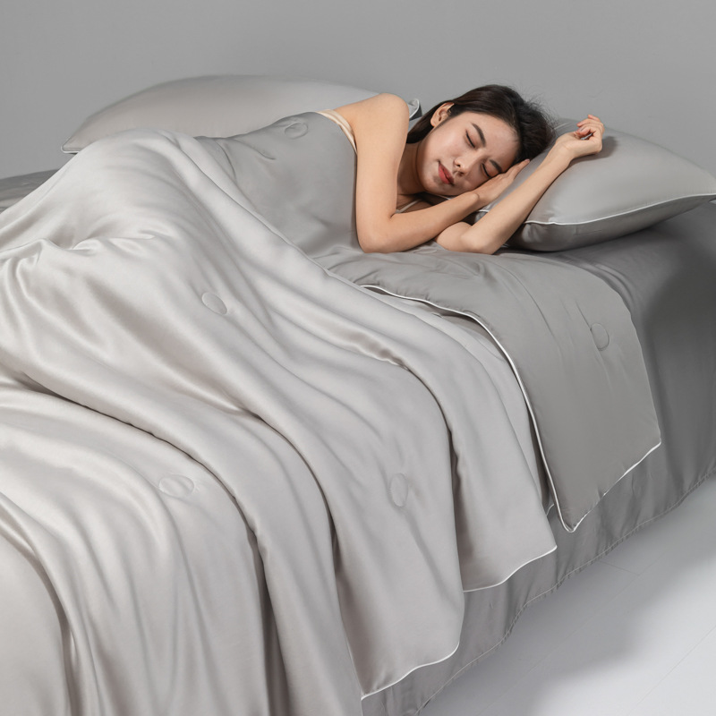 Picture of Class a Washed Ice Silk Summer Quilt Four-Piece Set of Summer Cool Quilt That Can Sleep Naked, Embroidered Air-Conditioned Quilt, Cool Silk Summer Thin Quilt