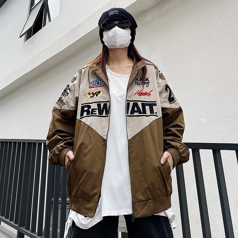 Picture of American-style Biker Jacket Men's Amazon Foreign Trade Retro Hip-hop Loose All-match Couple Baseball Suit New Jacket