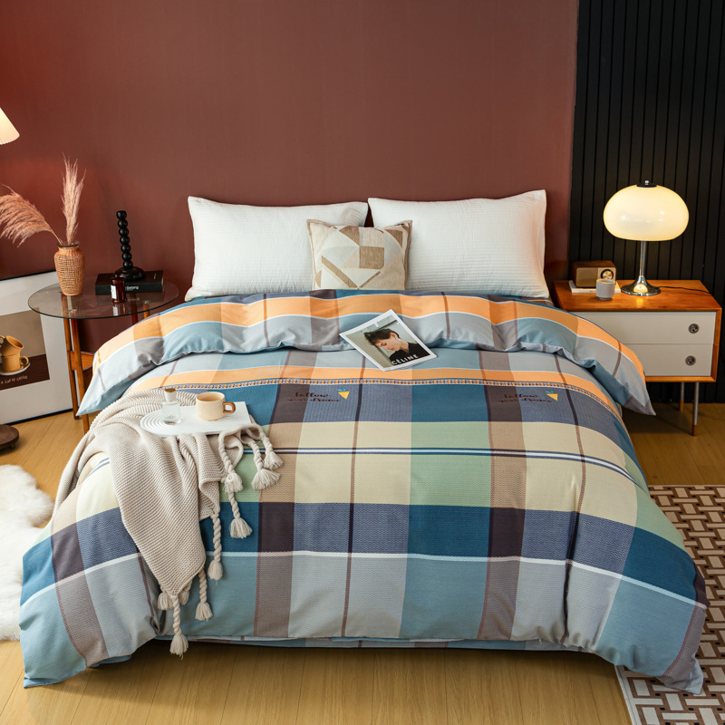 Picture of Cotton brushed duvet cover single piece modern simple single double dormitory thickened quilt cover pure cotton duvet cover single piece