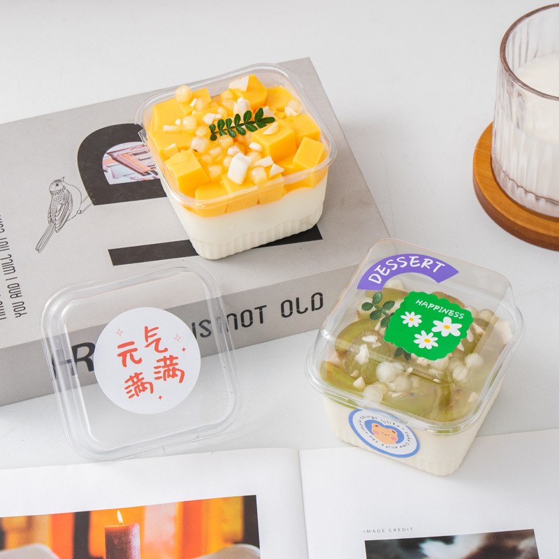 Square Soy Milk Mousse Cake Packaging Box Baking Wood Bran Cup Fruit Fishing Packaging Box Tiramisu Pastry Box