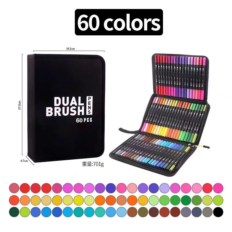 Picture of Children's brush water-based soft head double watercolor pen color washable soft head pen set